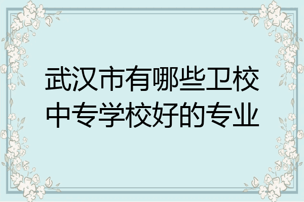 武汉市有哪些卫校中专学校好的专业