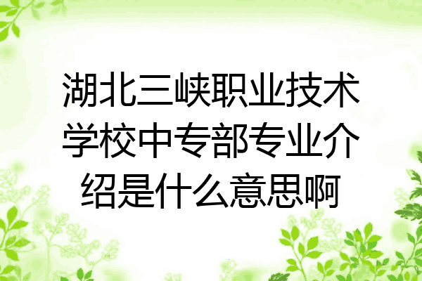 湖北三峡职业技术学校中专部专业介绍是什么意思啊