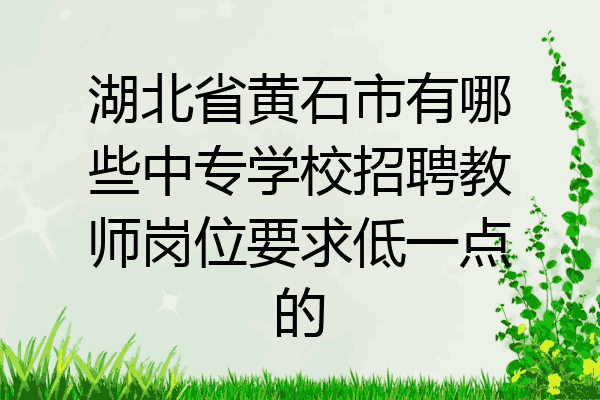 湖北省黄石市有哪些中专学校招聘教师岗位要求低一点的