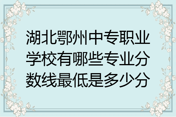 湖北鄂州中专职业学校有哪些专业分数线最低是多少分