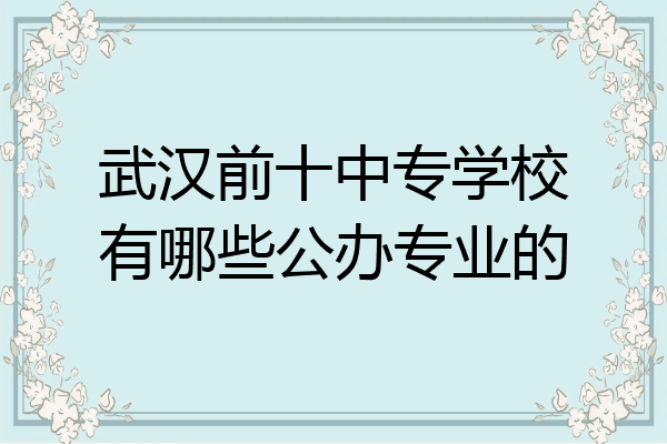武汉前十中专学校有哪些公办专业的