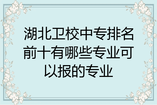 湖北卫校中专排名前十有哪些专业可以报的专业