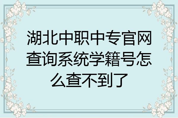 湖北中职中专官网查询系统学籍号怎么查不到了