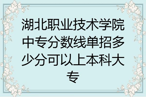 湖北职业技术学院中专分数线单招多少分可以上本科大专
