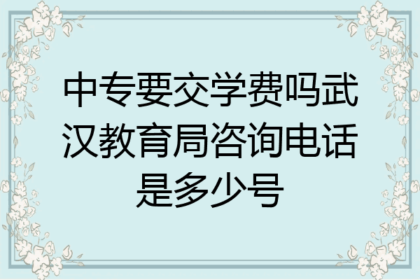 中专要交学费吗武汉教育局咨询电话是多少号