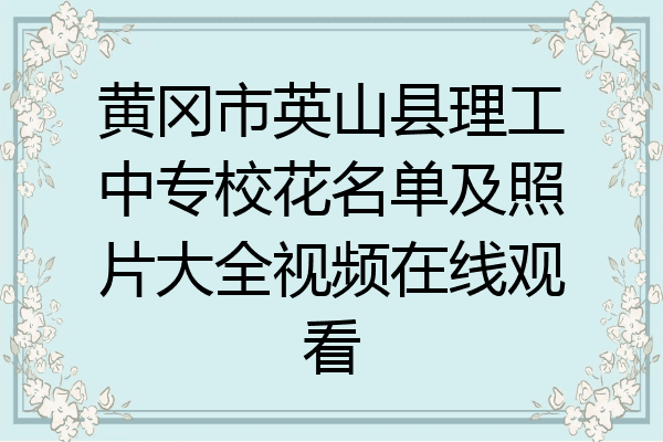 黄冈市英山县理工中专校花名单及照片大全视频在线观看