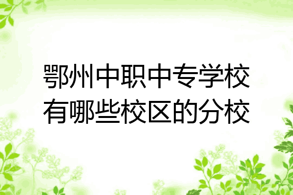 鄂州中职中专学校有哪些校区的分校