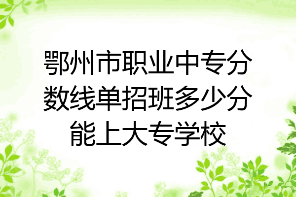 鄂州市职业中专分数线单招班多少分能上大专学校