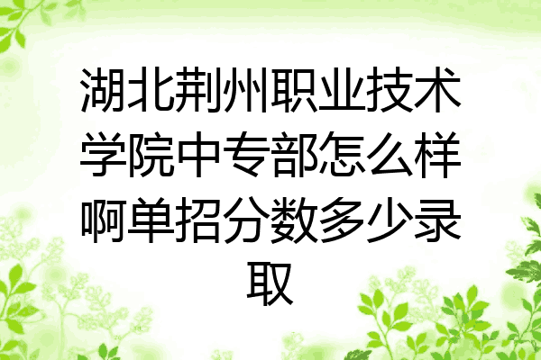 湖北荆州职业技术学院中专部怎么样啊单招分数多少录取
