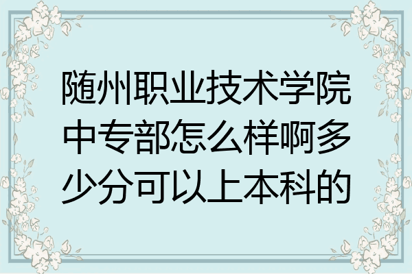 随州职业技术学院中专部怎么样啊多少分可以上本科的