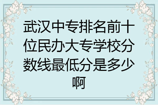 武汉中专排名前十位民办大专学校分数线最低分是多少啊