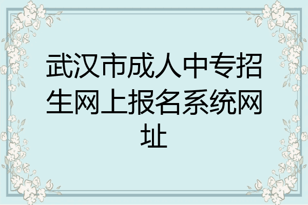 武汉市成人中专招生网上报名系统网址