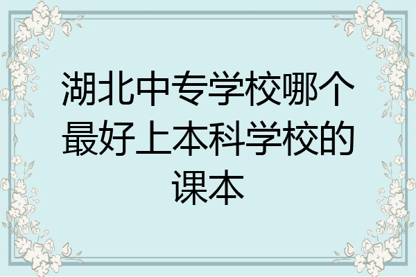 湖北中专学校哪个最好上本科学校的课本