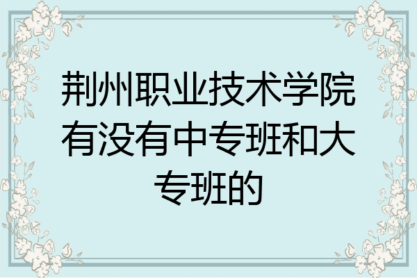 荆州职业技术学院有没有中专班和大专班的
