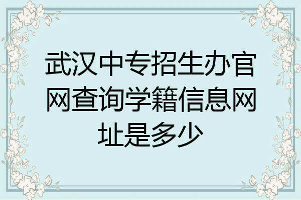 武汉中专招生办官网查询学籍信息网址是多少