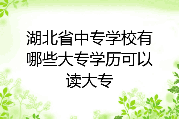 湖北省中专学校有哪些大专学历可以读大专