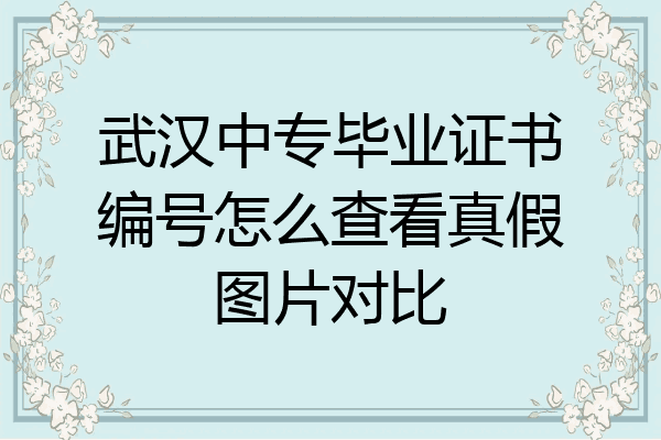 武汉中专毕业证书编号怎么查看真假图片对比