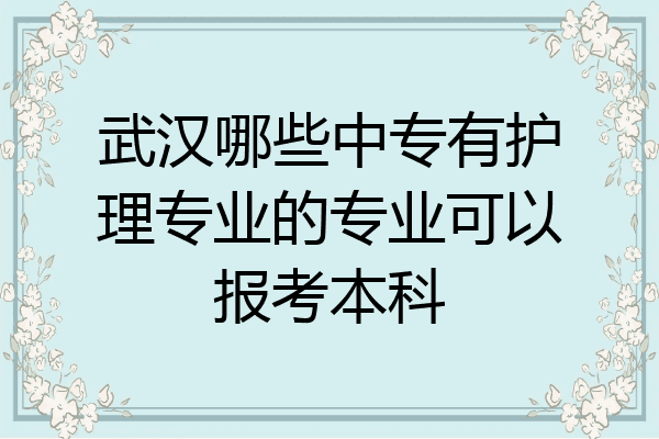 武汉哪些中专有护理专业的专业可以报考本科