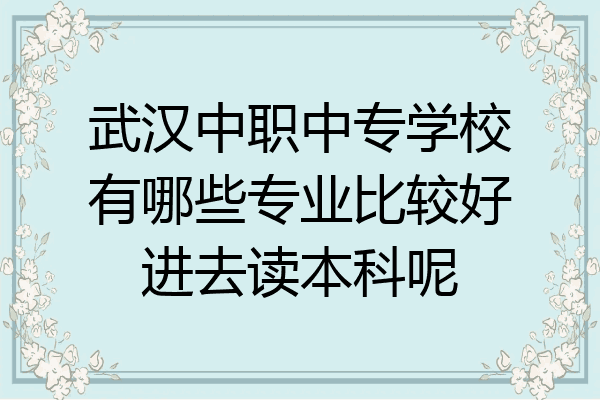 武汉中职中专学校有哪些专业比较好进去读本科呢