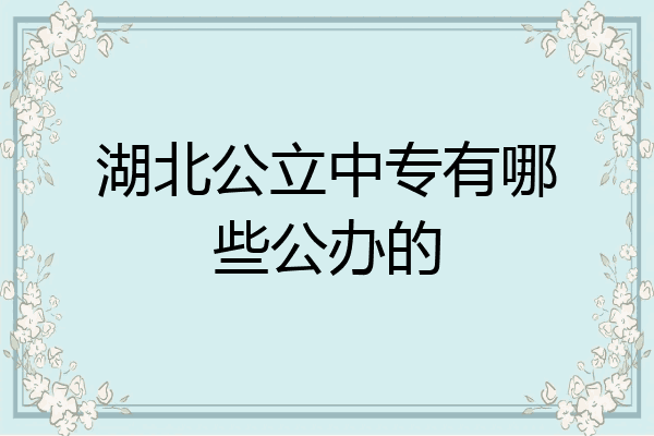 湖北公立中专有哪些公办的