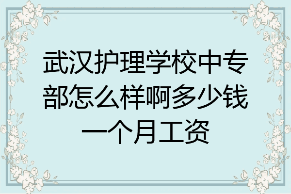武汉护理学校中专部怎么样啊多少钱一个月工资