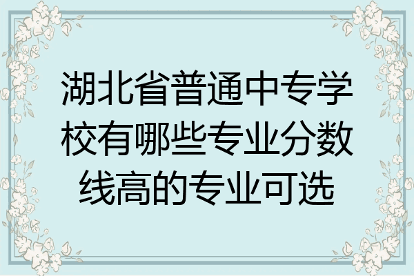 湖北省普通中专学校有哪些专业分数线高的专业可选