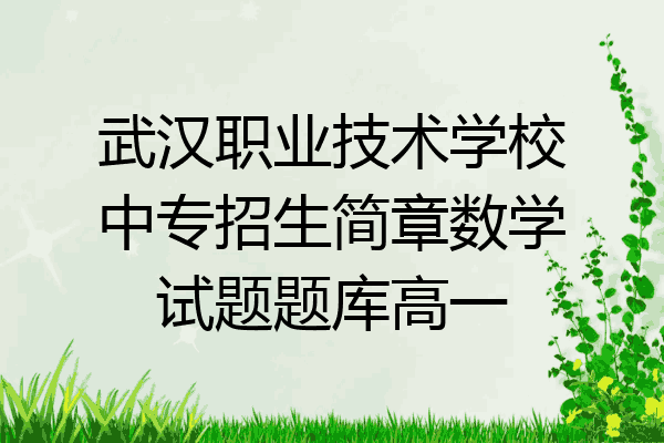 武汉职业技术学校中专招生简章数学试题题库高一