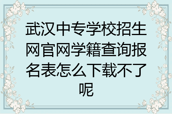 武汉中专学校招生网官网学籍查询报名表怎么下载不了呢