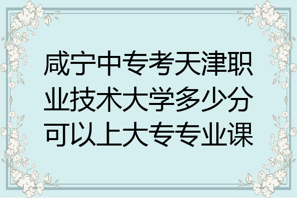 咸宁中专考天津职业技术大学多少分可以上大专专业课