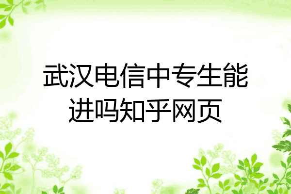 武汉电信中专生能进吗知乎网页
