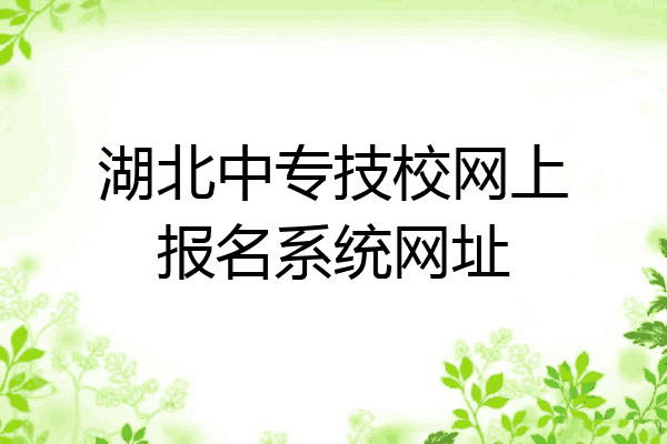 湖北中专技校网上报名系统网址