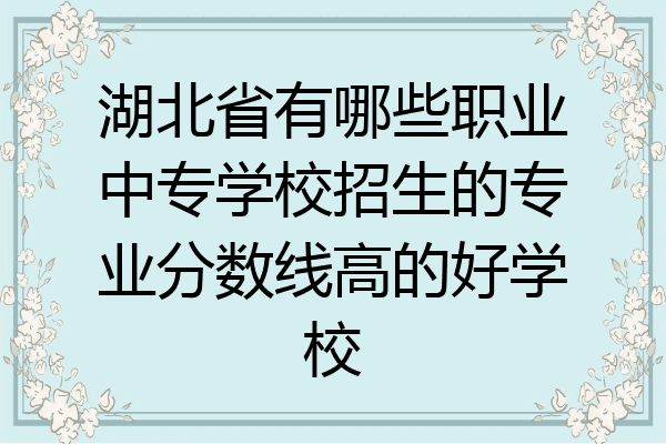 湖北省有哪些职业中专学校招生的专业分数线高的好学校