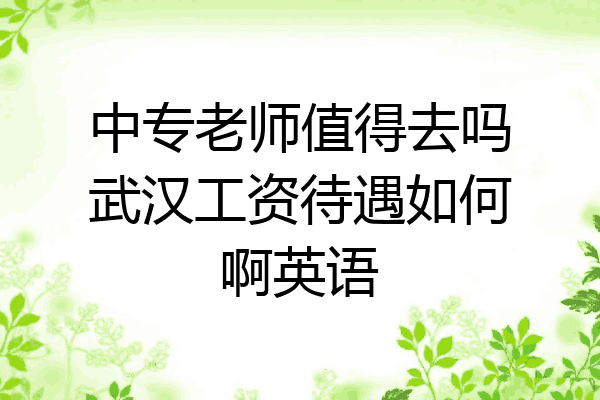 中专老师值得去吗武汉工资待遇如何啊英语