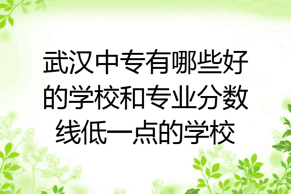武汉中专有哪些好的学校和专业分数线低一点的学校