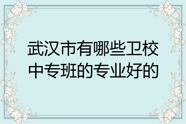 武汉市有哪些卫校中专班的专业好的