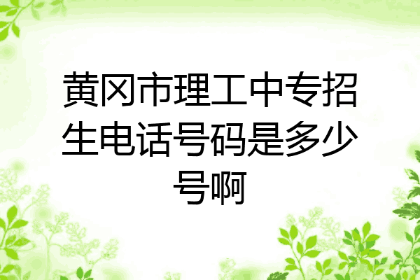 黄冈市理工中专招生电话号码是多少号啊