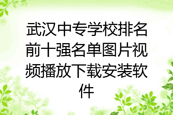 武汉中专学校排名前十强名单图片视频播放下载安装软件
