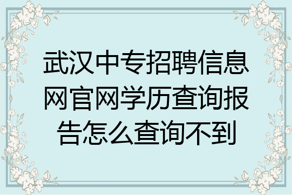 武汉中专招聘信息网官网学历查询报告怎么查询不到