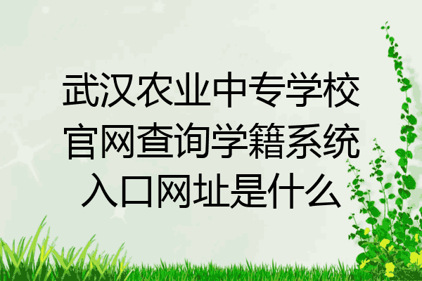 武汉农业中专学校官网查询学籍系统入口网址是什么