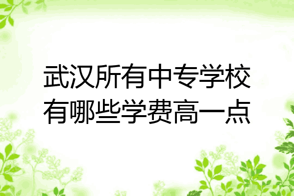 武汉所有中专学校有哪些学费高一点