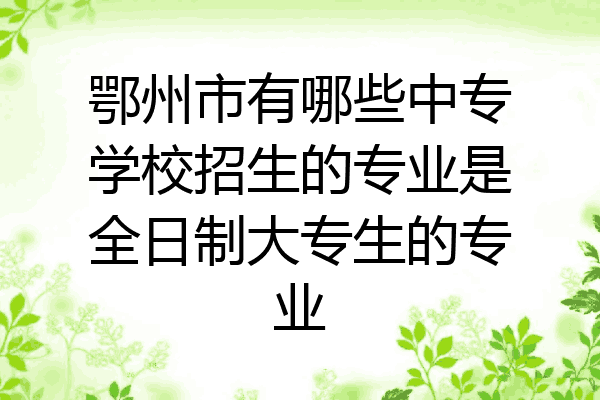 鄂州市有哪些中专学校招生的专业是全日制大专生的专业