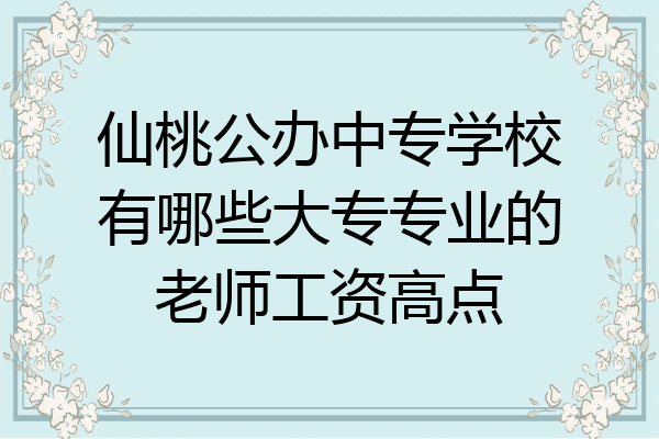 仙桃公办中专学校有哪些大专专业的老师工资高点