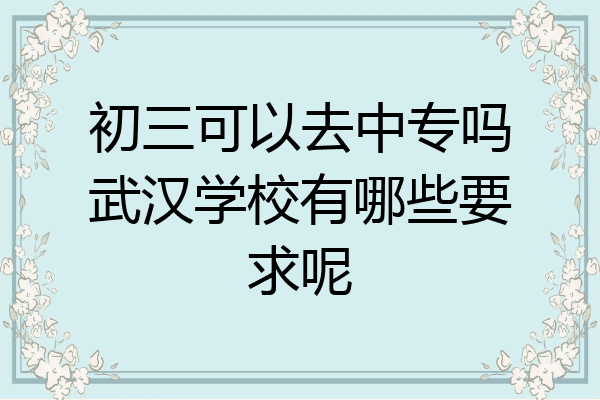 初三可以去中专吗武汉学校有哪些要求呢