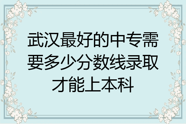 武汉最好的中专需要多少分数线录取才能上本科