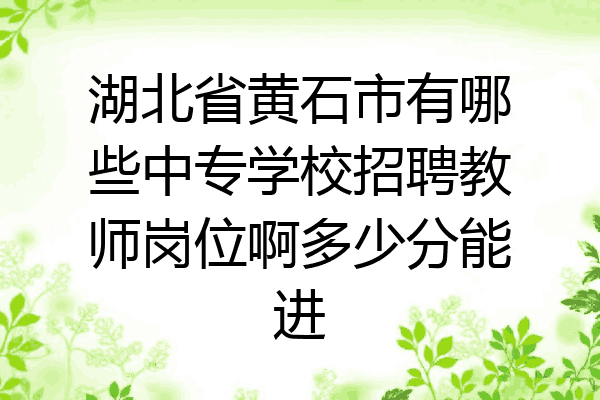 湖北省黄石市有哪些中专学校招聘教师岗位啊多少分能进