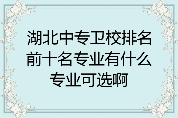 湖北中专卫校排名前十名专业有什么专业可选啊