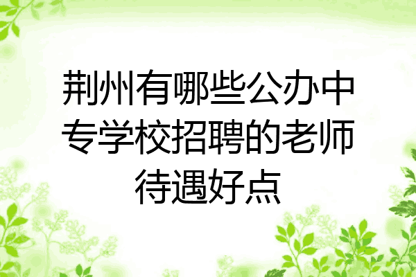 荆州有哪些公办中专学校招聘的老师待遇好点