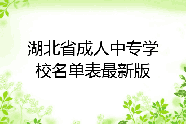 湖北省成人中专学校名单表最新版