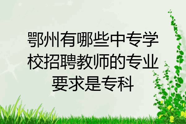 鄂州有哪些中专学校招聘教师的专业要求是专科
