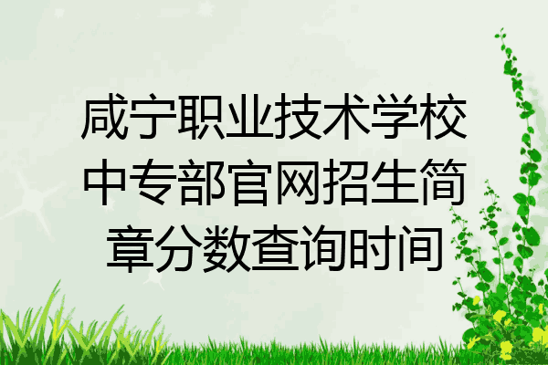 咸宁职业技术学校中专部官网招生简章分数查询时间